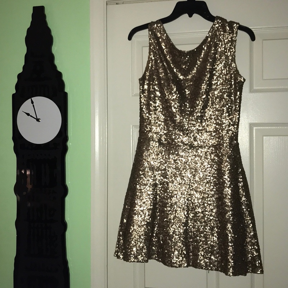 Gold Sequin Cocktail Dress